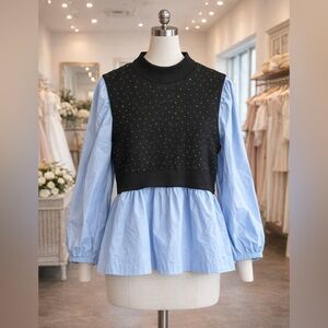 Stylish Black and Blue Women's Blouse